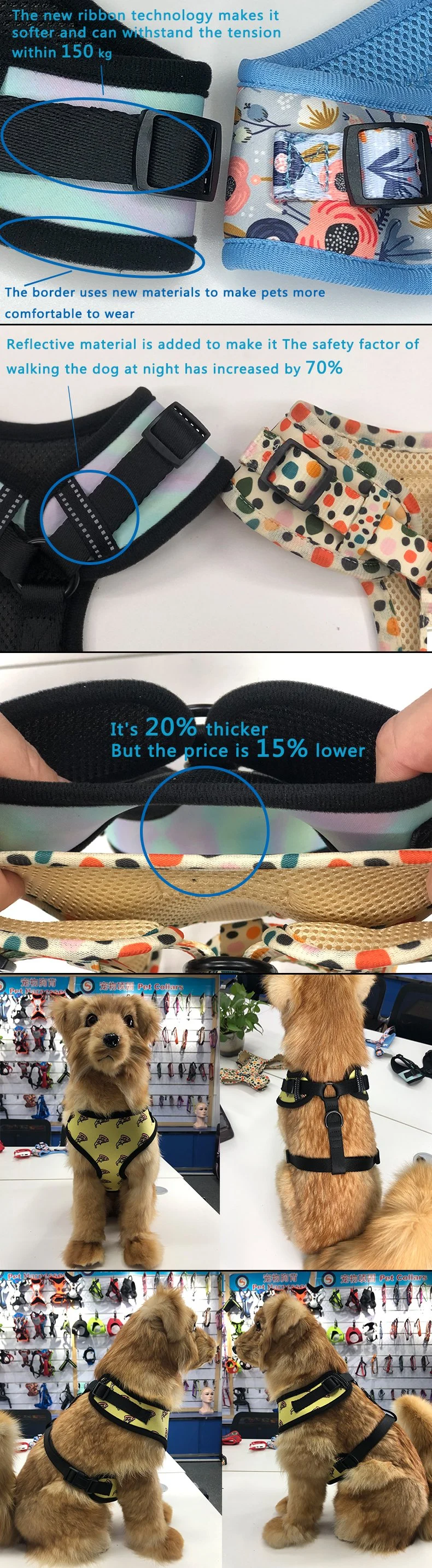 Hot Sale Eco-Friendly Pet Products 2021 Fashion Sublimation Dog Harness Personalized Custom Pattern Dog Supplies