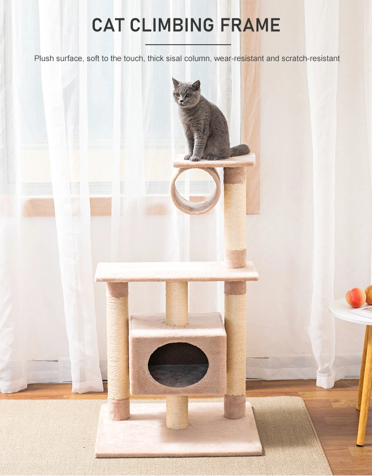 BS CT208 Wooden Cat Tree Cat Playing Toy Cat House Condo for Playing Cat Climbing Frame with High Quality