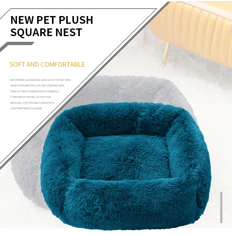 Square Pet Bed Plush Dog Bed Cat Beds Square Solid Color Mattress Pet Supplies