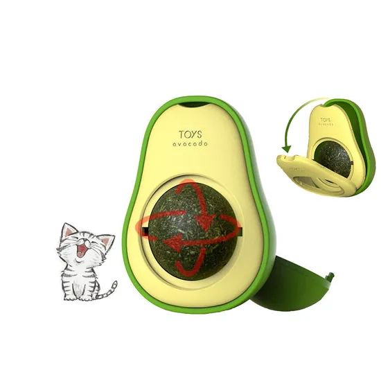 Yiwu Buying Sourcing Agent Amazon Pet Toy Supplies Catmint Wall Ball Rotatable Treats Creative Avocado Catnip Ball Cat Toys
